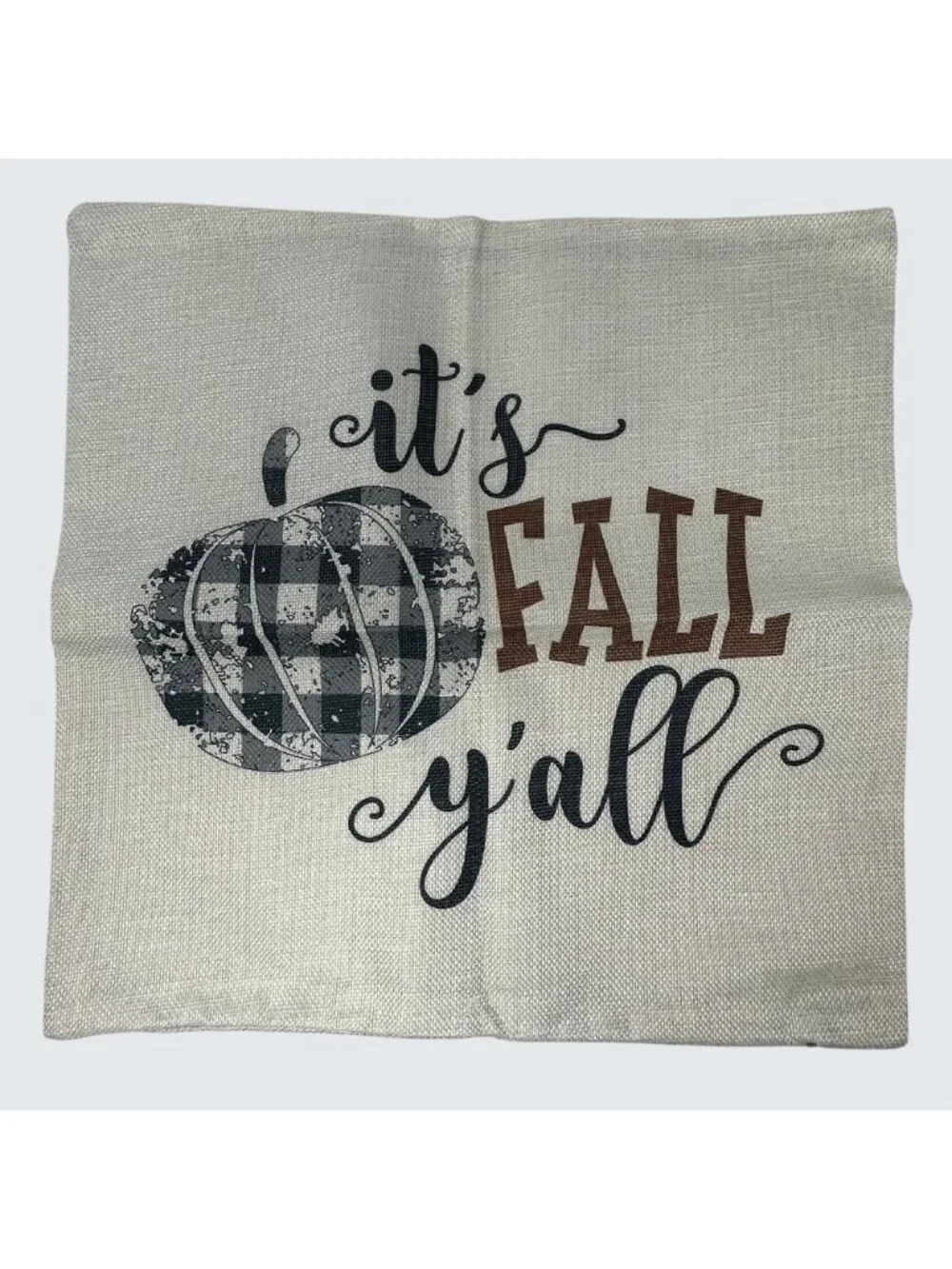 Fall Pillow Covers Buffalo Plaid Pumpkin Leaf Pickup Truck Canvas 18x18 in